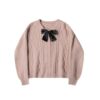 Bowknot Crew Neck Thick Sweater