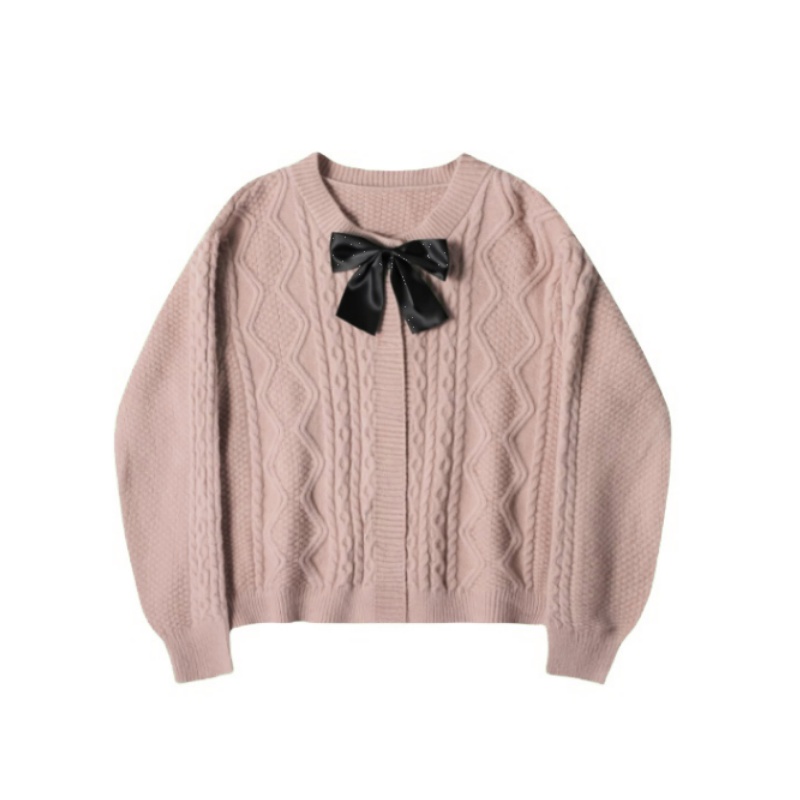 Bowknot Crew Neck Thick Sweater